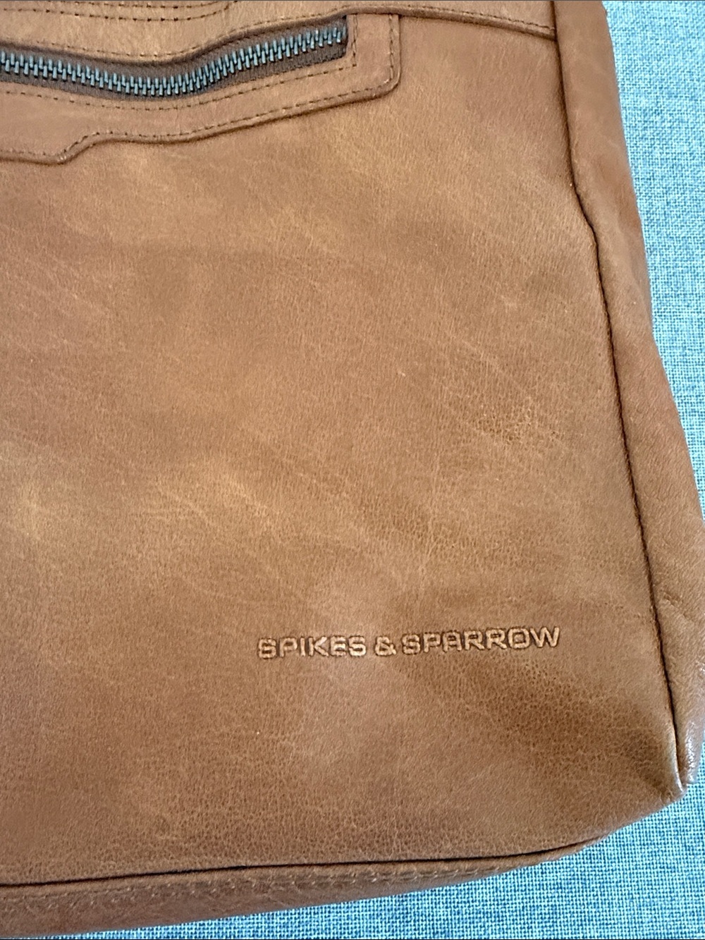 Spikes & Sparrow Cognac Leather Shoulder Bag - Picture 3 of 14